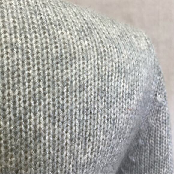 Y2K DressBarn gray metallic ruffle lightweight cardigan size small - Picture 5 of 14